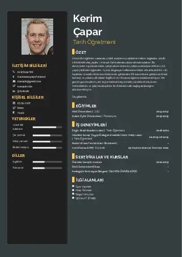 Tarih Öğretmeni Cv Örnekleri cv indir
